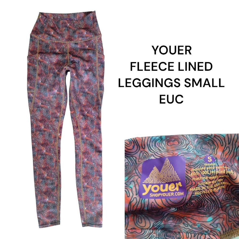 YOUERS   Fleece Lined  Pocket Leggings SMALL EUC